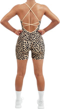 Women Strappy Romper Seamless Jumpsuit Tummy Control Padded Sports Bra