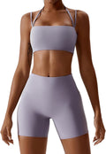Elevate Your Workout with Our Stylish Women's 2-Piece Yoga Set Featuring High-Waisted Biker Shorts and Sports Bra in Grey