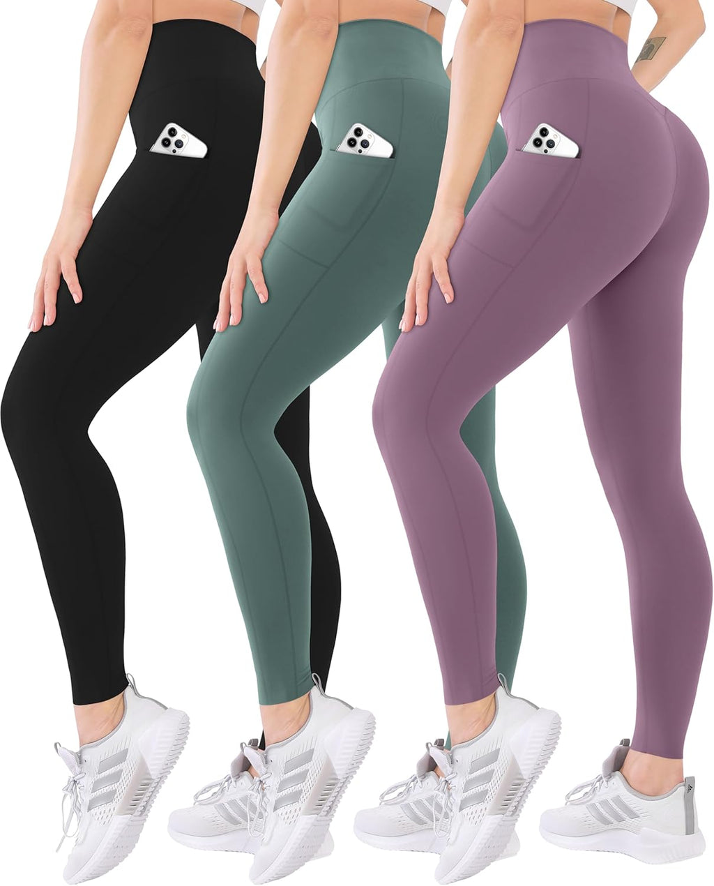 Elevate Your Activewear: 3 Pack High Waisted Leggings for Women with Convenient Pockets - Soft Tummy Control for Yoga, Running, and Everyday Comfort